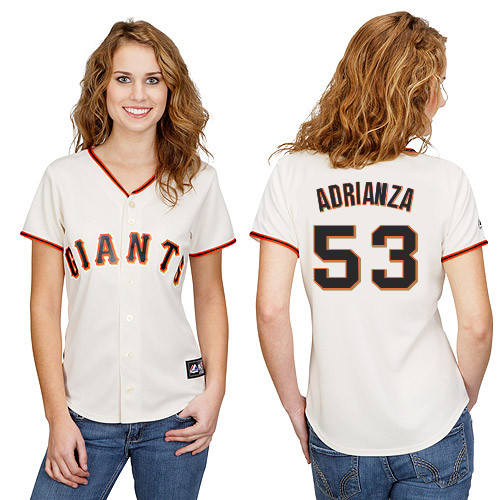 Ehire Adrianza #53 mlb Jersey-San Francisco Giants Women's Authentic Home White Cool Base Baseball Jersey